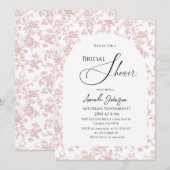 Invitation Élégante Fête des mariées de fleurs roses en toile (Devant / Derrière)