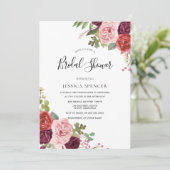 Invitation Élégante Fête des mariées de fleurs roses Invitati (Debout devant)