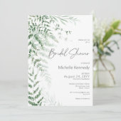 Invitation Elégante Fête des mariées de fougères vertes délic (Debout devant)