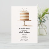 Invitation Élégante Fête des mariées de gâteau floral blanc d (Debout devant)