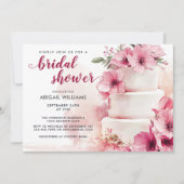 Invitation Élégante Fête des mariées de gâteau rose pâle (Devant)