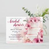 Invitation Élégante Fête des mariées de gâteau rose pâle (Debout devant)