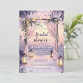 Invitation Élégante Fête des mariées de jardin aux lanternes (Debout devant)