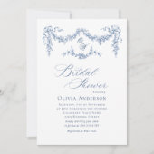 Invitation Elégante FÊTE DES MARIÉES de Jardin Bleu Toile Fra (Devant)