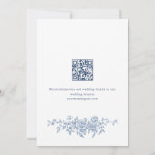 Invitation Elégante Fête des mariées de Jardin Bleu Toile Fra (Dos)