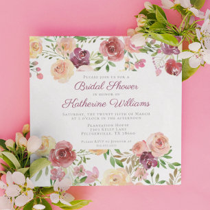 Invitation Élégante Fête des mariées de jardin botanique rose