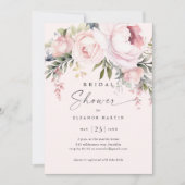 Invitation Élégante Fête des mariées de jardin de fleurs rose (Devant)