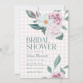 Invitation Élégante Fête des mariées de jardin fleurie rose E (Devant)