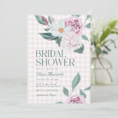 Invitation Élégante Fête des mariées de jardin fleurie rose E (Debout devant)