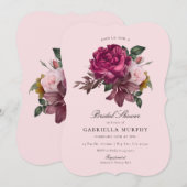 Invitation Élégante Fête des mariées de jardin rose (Devant / Derrière)