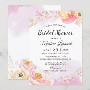 Invitation Elégante Fête des mariées de jardin Rose rose Girl