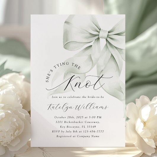 Invitation Elégante Fête des mariées de la Bow verte