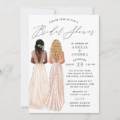 Invitation Élégante Fête des mariées de la créature Deux fill (Devant)