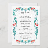 Invitation Elégante Fête des mariées de la feuille florale et (Devant)