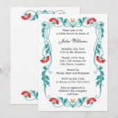Invitation Elégante Fête des mariées de la feuille florale et (Devant / Derrière)