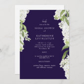 Invitation Elégante Fête des mariées de la marine d'Hydrangée (Devant / Derrière)