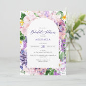 Invitation Elégante Fête des mariées de Lavande Aquarelle (Debout devant)
