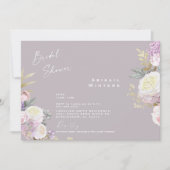 Invitation Élégante Fête des mariées de lavande florale rose (Devant)