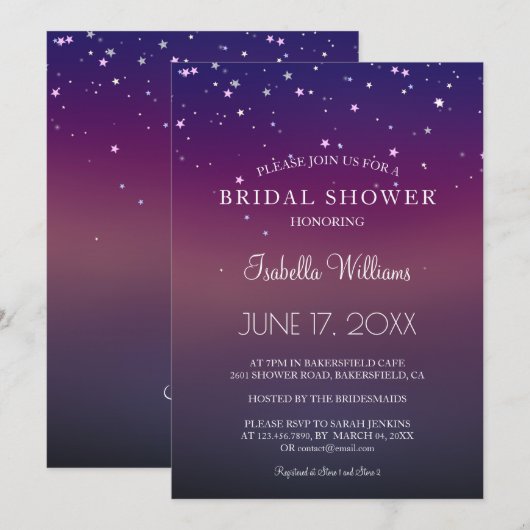 Invitation Élégante Fête des mariées de lumière lumineuse (Devant / Derrière)