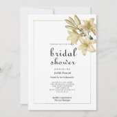Invitation Elégante Fête des mariées de lys fleuris en or bla (Devant)