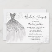 Invitation Elégante Fête des mariées de Mariage blanc argent (Devant)