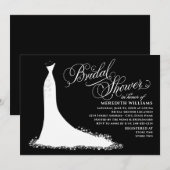 Invitation Elégante Fête des mariées de Mariage noir et blanc (Devant / Derrière)