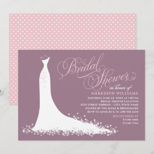 Invitation Elégante Fête des mariées de Mariage rose Mauve