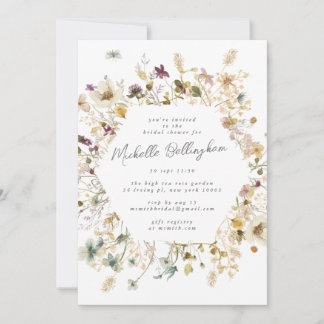 Invitation Élégante Fête des mariées de Pampas Fleur sauvage