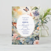 Invitation Elégante Fête des mariées de papillon d'or et de v (Debout devant)