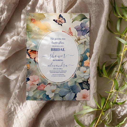 Invitation Elégante Fête des mariées de papillon d'or et de v