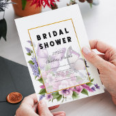 Invitation Élégante Fête des mariées de papillon floral viole