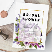 Invitation Élégante Fête des mariées de papillon floral viole