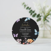 Invitation Elégante Fête des mariées de papillons aquarelle (Debout devant)