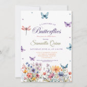 Invitation Elégante Fête des mariées de papillons aquarelle (Devant)