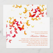 Invitation Elégante Fête des mariées de papillons orange et r (Devant / Derrière)