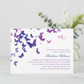 Invitation Élégante Fête des mariées de papillons violets et  (Debout devant)