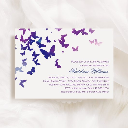 Invitation Élégante Fête des mariées de papillons violets et 