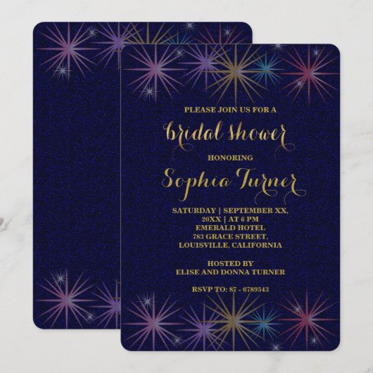 Invitation Elégante Fête des mariées de Parties scintillant B (Devant / Derrière)