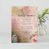 Invitation Elégante Fête des mariées de Peacock Peony (Debout devant)