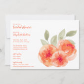 Invitation Elégante Fête des mariées de pêche à l'aquarelle (Devant)