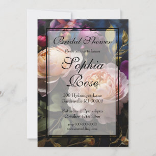 Invitation Elégante Fête des mariées de peinture vintage à fl