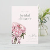 Invitation Elégante Fête des mariées de pivoine rose (Debout devant)