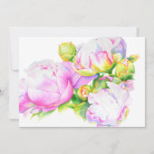 Invitation Elégante Fête des mariées de pivoine rose blanc (Dos)