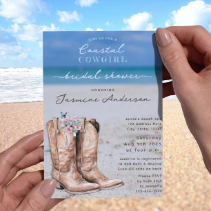 Invitation Elégante Fête des mariées de plage de cowgirl côti