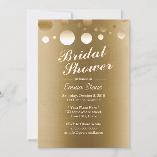 Invitation Élégante Fête des mariées de points Confetti Gold (Devant)