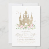 Invitation Élégante Fête des mariées de princesse d'or rose (Devant)