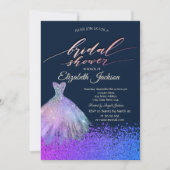 Invitation Élégante Fête des mariées de robe de diamants chic (Devant)