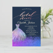 Invitation Élégante Fête des mariées de robe de diamants chic (Debout devant)