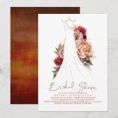 Invitation Elégante Fête des mariées de robe de fleurs de ter (Devant / Derrière)