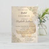 Invitation Élégante Fête des mariées de robe or chic (Debout devant)